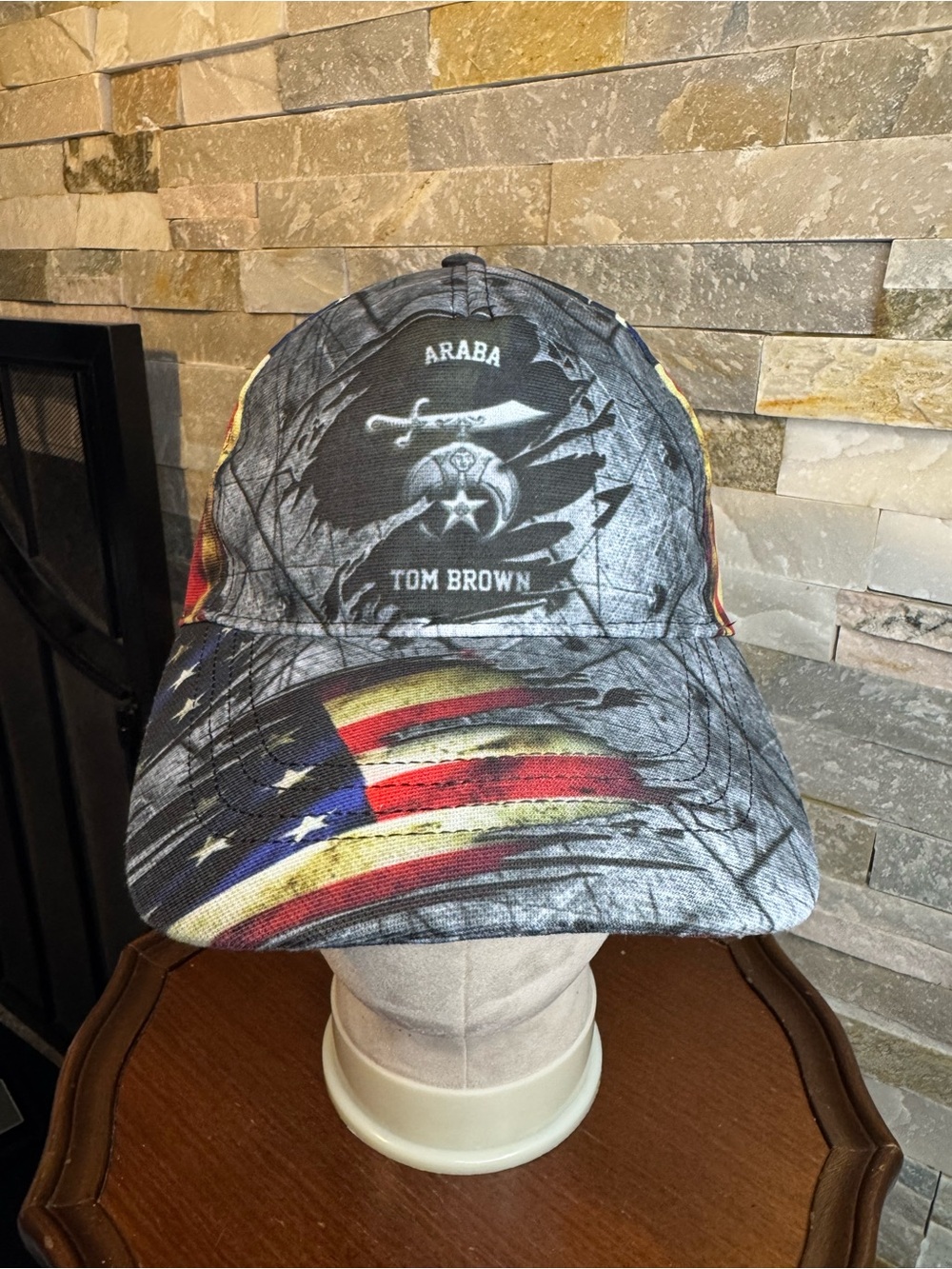 Araba Tom Brown Digital Camo SnapBack Baseball Cap Distressed American Flag